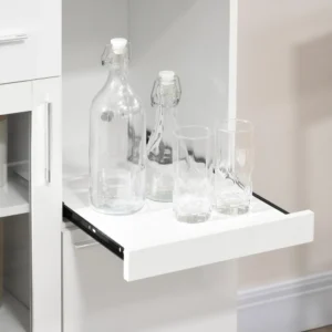 HOMCOM Μοντέρνος Μπουφές με Ντουλάπες και Συρτάρι, Ντουλάπα Κουζίνας που εξοικονομεί χώρο από ξύλο και γυαλί 60x40x95cm, Λευκό 835-802V00WT - Image 6