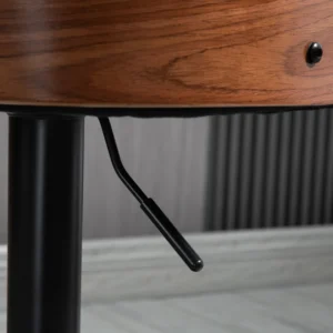 HOMCOM Σετ 2 Περιστρεφόμενα Σκαμπό Μπαρ με Ρυθμιζόμενο Ύψος για Κουζίνα και Σαλόνι, 47,5x50x93,5-116 cm, Μαύρο και Καρυδιά 835-823V00BK - Image 7