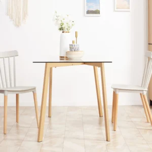 Τραπεζαρία HOMCOM Ορθογώνια για 4 άτομα μέγιστο, από ατσάλι με σκληρυμένο γυαλί, 120x60x76 cm 835-837V00TP - Image 5