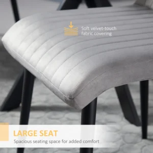 HOMCOM Σετ 2 καρέκλες κουζίνας με επένδυση και εξοικονόμηση χώρου με ατσάλινα πόδια, 43x58x90 cm, γκρι και μαύρο 835-852V00GY - Image 3