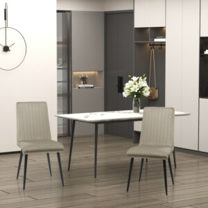 Σετ HOMCOM με 2 επικαλυμμένες καρέκλες κουζίνας με ατσάλινα πόδια και σχέδιο που εξοικονομεί χώρο, 43x58x90 cm 835-852V00LR - Image 4