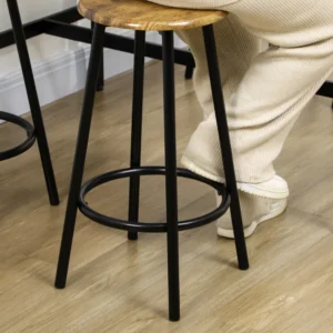 Σετ μπαρ HOMCOM 5 τεμαχίων με ψηλό τραπέζι και 4 σκαμπό σε βιομηχανικό στυλ, καφέ και μαύρο 835-890V00RB - Image 5