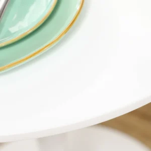 HOMCOM Μοντέρνο στρογγυλό τραπέζι για 2 άτομα σε MDF και ατσάλι, Ø70x75cm, Λευκό 835-951V80WT - Image 7