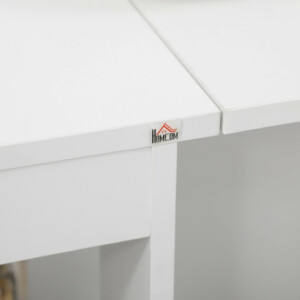 Σετ κουζίνας HOMCOM 5 τεμαχίων, Πτυσσόμενο τραπέζι με 2 ράφια και 4 σκαμπό από μοριοσανίδα, λευκό 835-955V00WT - Image 6