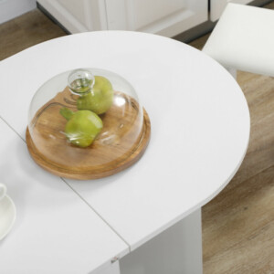 Σετ κουζίνας HOMCOM 5 τεμαχίων, Πτυσσόμενο τραπέζι με 2 ράφια και 4 σκαμπό από μοριοσανίδα, λευκό 835-955V00WT - Image 7