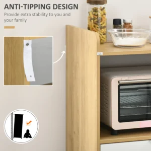 Ντουλάπι μικροκυμάτων μοριοσανίδας HOMCOM με επάνω ράφι, συρόμενο συρτάρι και ντουλάπι, 58x40x118 cm 835-991V00ND - Image 5