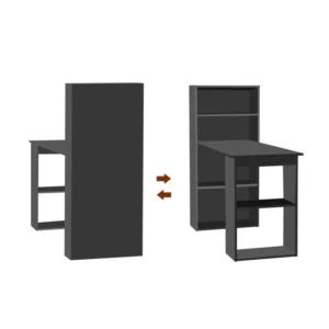 Ξύλινο Γραφείο με Βιβλιοθήκη 120 x 55 x 120 cm Χρώματος Μαύρο HOMCOM 836-069BK - Image 2