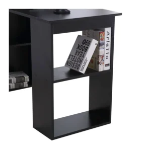 Ξύλινο Γραφείο με Βιβλιοθήκη 120 x 55 x 120 cm Χρώματος Μαύρο HOMCOM 836-069BK - Image 3