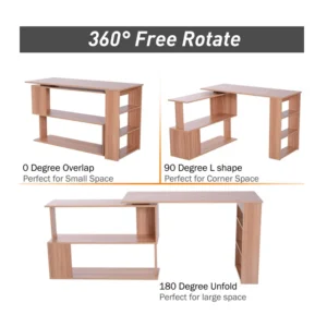 Πολυμορφικό Ξύλινο Γωνιακό Γραφείο με 5 Ράφια 140 x 120 x 78.2 cm HOMCOM 836-074 - Image 4