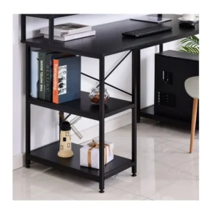 Μεταλλικό Γραφείο με Θέση για Υπολογιστή και 3 Ράφια 140 x 60 x 93 cm HOMCOM 836-202 - Image 2