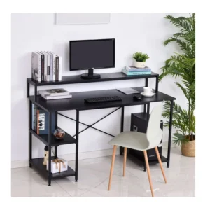 Μεταλλικό Γραφείο με Θέση για Υπολογιστή και 3 Ράφια 140 x 60 x 93 cm HOMCOM 836-202 - Image 4