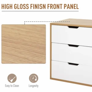 HOMCOM Μοντέρνα Θήκη Εγγράφων Γραφείου 3 Συρτάρια για Σπίτι και Στούντιο 836-245 - Image 3