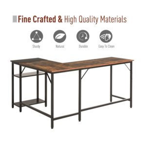 Μεταλλικό Γωνιακό Γραφείο με Θέση για Υπολογιστή 150 x 120 x 75 cm HOMCOM 836-287 - Image 2