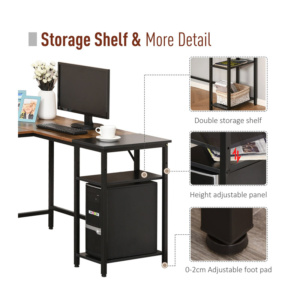 Μεταλλικό Γωνιακό Γραφείο με Θέση για Υπολογιστή 150 x 120 x 75 cm HOMCOM 836-287 - Image 3