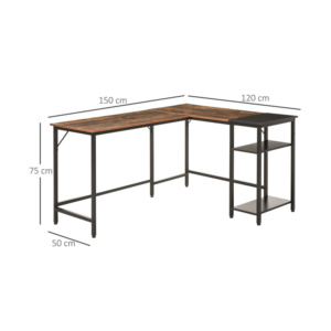 Μεταλλικό Γωνιακό Γραφείο με Θέση για Υπολογιστή 150 x 120 x 75 cm HOMCOM 836-287 - Image 7