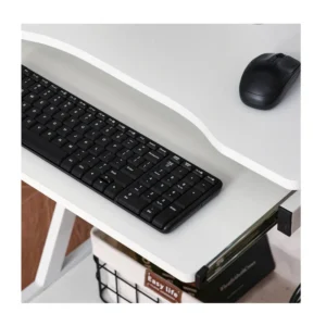 Τροχήλατο Μεταλλικό Γραφείο Υπολογιστή με Θέση για Πληκτρολόγιο 60 x 48 x 73 cm Χρώματος Λευκό HOMCOM 836-293WT - Image 4