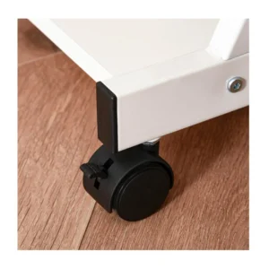 Τροχήλατο Μεταλλικό Γραφείο Υπολογιστή με Θέση για Πληκτρολόγιο 60 x 48 x 73 cm Χρώματος Λευκό HOMCOM 836-293WT - Image 5