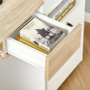 Γραφείο Η/Υ HOMCOM με ράφι πληκτρολογίου, λευκή βελανιδιά 836-410AK - Image 5