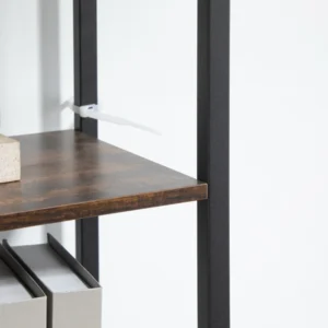 Βιβλιοθήκη HOMCOM Industrial Style με 4 ράφια και 2 ντουλάπια, 90x30x159,5cm, Μαύρο και Καφέ 836-522 - Image 6