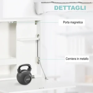 Πτυσσόμενο Επιτοίχιο Ξύλινο Γραφείο 60 x 21.5 x 50 cm HOMCOM 836-529WT - Image 4