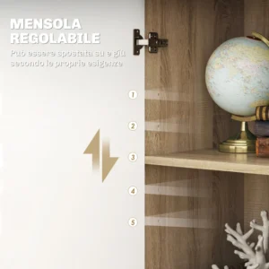 HOMCOM Μοντέρνα Κρεντέντζα με 3 Ντουλάπια και 2 Συρτάρια, Ξύλινη, 106x35x76 εκ., Χρώμα Ξύλου 837-003V00ND - Image 4