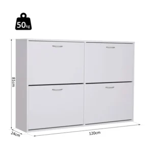 Ξύλινη Παπουτσοθήκη 120 x 24 x 81 cm HOMCOM 837-004WT - Image 2