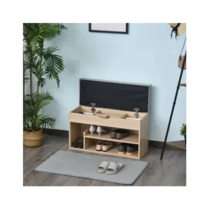 Πάγκος Αποθήκευσης Παπουτσιών με 3 Ράφια και Κάθισμα 48 x 80 x 30 cm HOMCOM 837-052 - Image 4