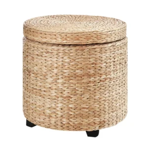Στρογγυλό Ψάθινο Σκαμπό με Αποθηκευτικό Χώρο 43 x 43 cm HOMCOM 837-072 - Image 5