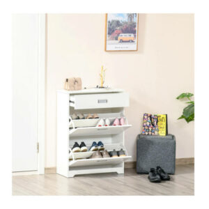 Ξύλινη Παπουτσοθήκη με 2 Διαμερίσματα και 1 Συρτάρι 70 x 29 x 92 cm HOMCOM 837-141 - Image 4