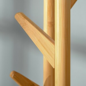 Παλτό HOMCOM με βάση ομπρέλας και 13 γάντζους, μέταλλο και μπαμπού, ξύλο και λευκό 837-161 - Image 6