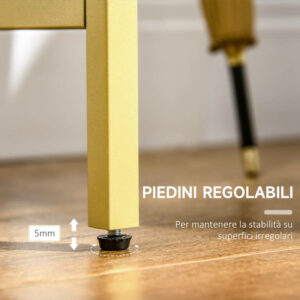 Κονσόλα εισόδου HOMCOM από ατσάλι και σκληρυμένο γυαλί, 100x35,5x80 cm, λευκό και χρυσό 837-205WT - Image 4