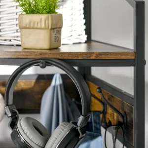 Γωνιακό παλτό HOMCOM με πάγκο και σχάρα σε βιομηχανικό στυλ, 50x50x183cm, καφέ 837-210 - Image 7