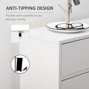 HOMCOM Μοντέρνα ντουλάπα παπουτσιών για 12 ζευγάρια παπούτσια με 2 πορτάκια και συρτάρι, 76x26x110 cm, λευκό 837-233WT - Image 4