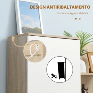 Έπιπλα διαδρόμου HOMCOM 4 σε 1 σε μοριοσανίδα με καθρέφτη, γάντζους και εσωτερικά ρυθμιζόμενα ράφια, 145x29x184 cm 837-256V00WT - Image 5