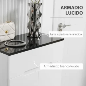 HOMCOM Λεπτή σχάρα παπουτσιών 12 ζευγαριών max για διαδρόμους με 3 ρυθμιζόμενα ράφια και συρτάρι, σε λευκό μοριοσανίδα, 60x32x100 cm 837-288V00WT - Image 3