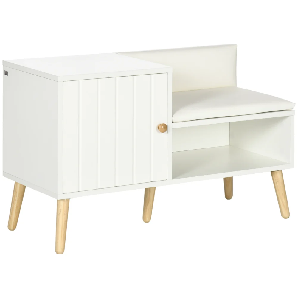 HOMCOM Παπουτσοθήκη Εισόδου με Επενδυμένο Κάθισμα και Ντουλάπι για 4 Ζευγάρια Παπούτσια 80x33x49cm Λευκό 837-297V00WT HOMCOM Παπουτσοθήκη Εισόδου με Επενδυμένο Κάθισμα και Ντουλάπι για 4 Ζευγάρια Παπούτσια 80x33x49cm Λευκό 837-297V00WT