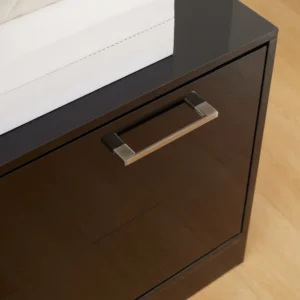 Σετ κρεμάστρα ρούχων Hallway HOMCOM με καθρέφτη και πάγκο με σχάρα για 8 ζευγάρια παπούτσια, γυαλιστερό μαύρο 837-332V00BK - Image 7