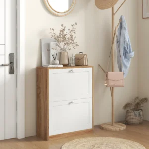 HOMCOM Λεπτή σχάρα παπουτσιών με 3 ρυθμιζόμενα ράφια σε 2 επίπεδα για 12 ζευγάρια, σε μοριοσανίδα και MDF, 60x24,5x75,5 cm 837-409V00WT - Image 6