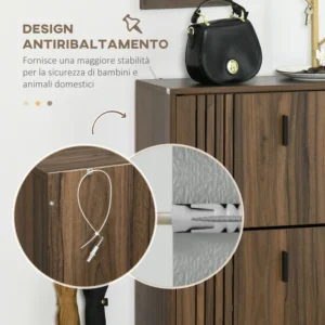 HOMCOM φορητή σχάρα παπουτσιών 3 επιπέδων με ρυθμιζόμενα ράφια για 18 ζεύγη Max, σε μοριοσανίδα, 63x24x114 cm 837-416V80WN - Image 4