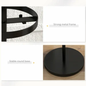 Κρεμάστρα δαπέδου HOMCOM με ομπρέλα και 8 μεταλλικούς γάντζους δίσκου Ø34 x 177cm, Μαύρο 837-420V00BK - Image 4