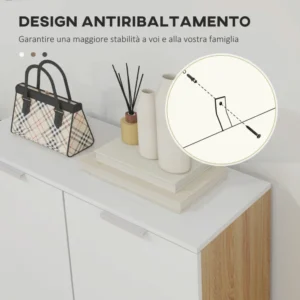 HOMCOM Μοντέρνα σχάρα παπουτσιών για 15-20 ζευγάρια παπούτσια, 5 ράφια και απαλό κλείσιμο, γυαλιστερό λευκό 837-472V81WT - Image 4