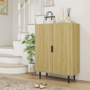 HOMCOM Παπουτσοθήκη Εξοικονόμησης Χώρου για 15 Ζευγάρια Παπούτσια με 4 Ρυθμιζόμενα Ράφια 80x38x110cm Δρυς 837-482V80AK - Image 2