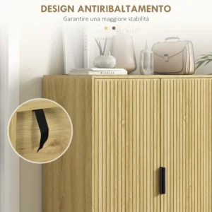 HOMCOM Παπουτσοθήκη Εξοικονόμησης Χώρου για 15 Ζευγάρια Παπούτσια με 4 Ρυθμιζόμενα Ράφια 80x38x110cm Δρυς 837-482V80AK - Image 6