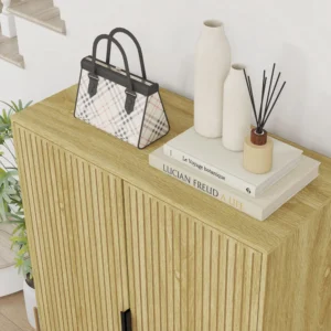 HOMCOM Παπουτσοθήκη Εξοικονόμησης Χώρου για 15 Ζευγάρια Παπούτσια με 4 Ρυθμιζόμενα Ράφια 80x38x110cm Δρυς 837-482V80AK - Image 8