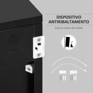 Ντουλάπι πολλαπλών χρήσεων HOMCOM με 2 συρτάρια και 2 ντουλάπια, άνοιγμα με ώθηση, έπιπλα σπιτιού και γραφείου, 79x36x74cm 838-075BK - Image 5