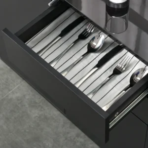 Ντουλάπι πολλαπλών χρήσεων HOMCOM με 2 συρτάρια και 2 ντουλάπια, άνοιγμα με ώθηση, έπιπλα σπιτιού και γραφείου, 79x36x74cm 838-075BK - Image 6