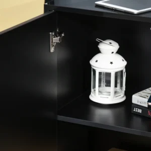 HOMCOM Μαύρο ντουλάπι πολλαπλών χρήσεων με 2 συρτάρια και 2 ντουλάπια push-open, 117x36x74cm 838-077BK - Image 6