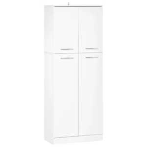 Ντουλάπι HOMCOM πολλαπλών χρήσεων με 2 ντουλάπια και ρυθμιζόμενα ράφια, μοριοσανίδα, 59x31x155cm, λευκό 838-097 - Image 8