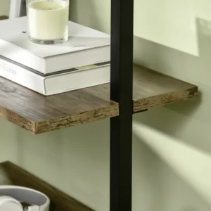 Βιβλιοθήκη HOMCOM Ladder με 5 ράφια σε βιομηχανικό στυλ σε ξύλο και μέταλλο, 60x30x184,5cm, καφέ 838-111 - Image 5