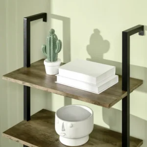 Βιβλιοθήκη HOMCOM Ladder με 5 ράφια σε βιομηχανικό στυλ σε ξύλο και μέταλλο, 60x30x184,5cm, καφέ 838-111 - Image 6